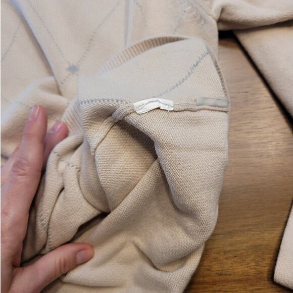 🧶 Izod Men’s Tan Argyle Diamond Knit Sweater – Size L – 100% Cotton – EUC - Picture 7 of 7